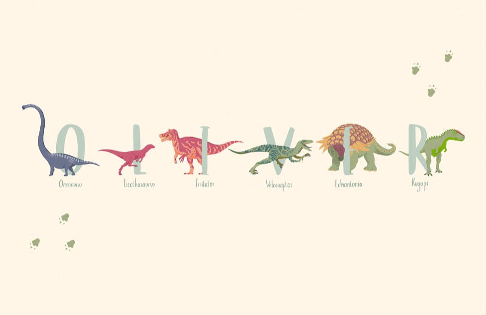 Cute Dinosaur Spelling Oliver Background