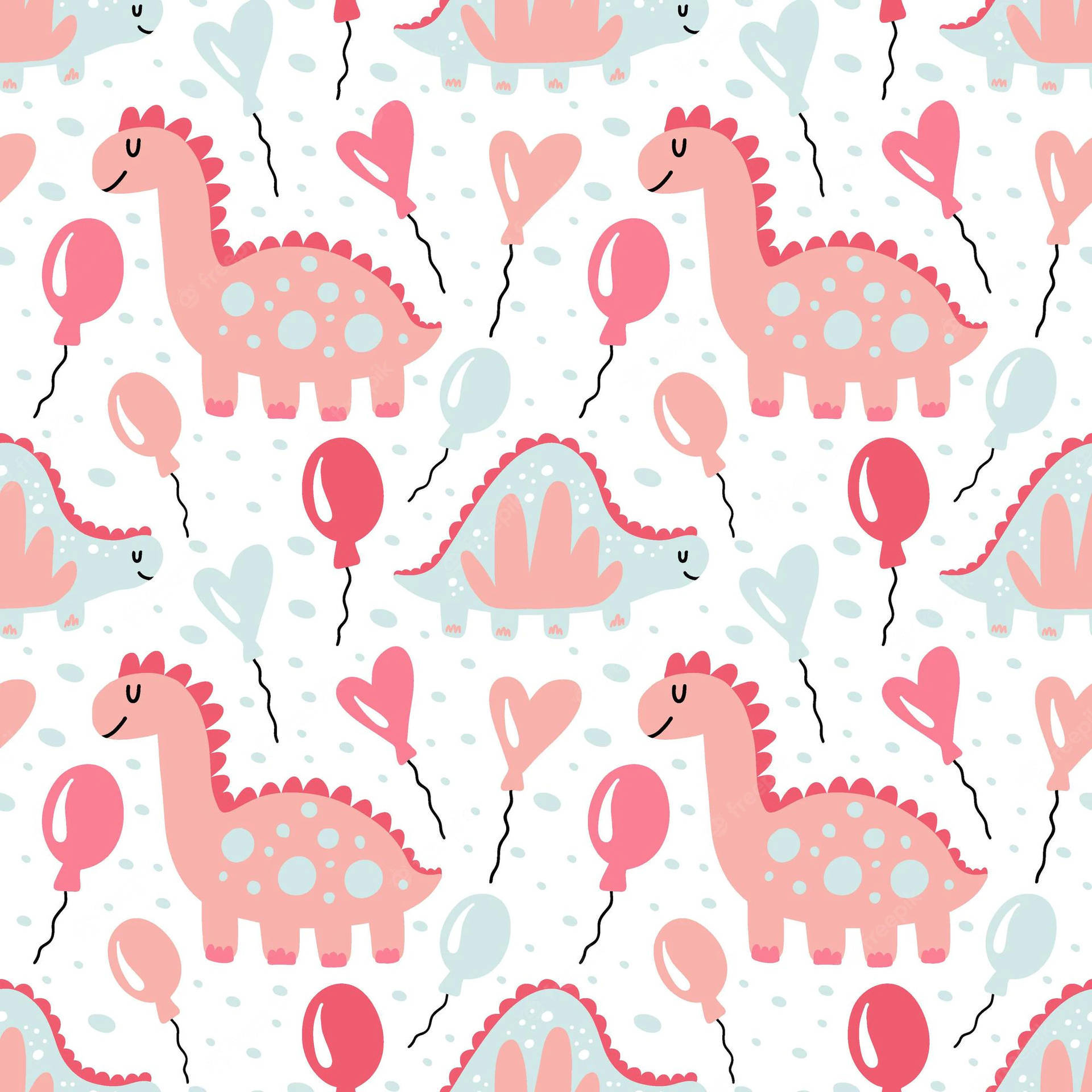 Cute Dinosaurs And Balloons Pattern Background