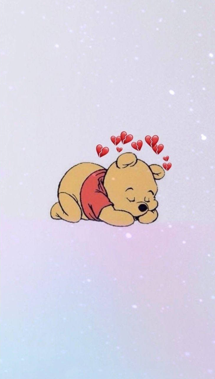 Cute Disney Aesthetic Sleeping Winnie The Pooh Background