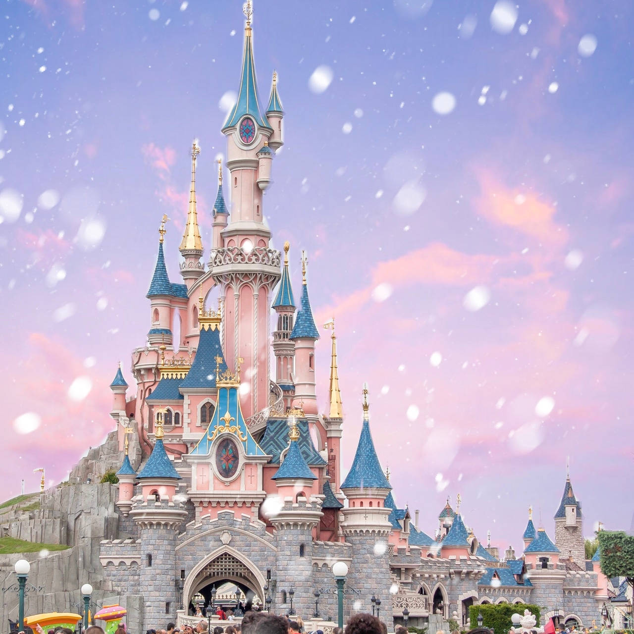 Cute Disney Castle Snow Background