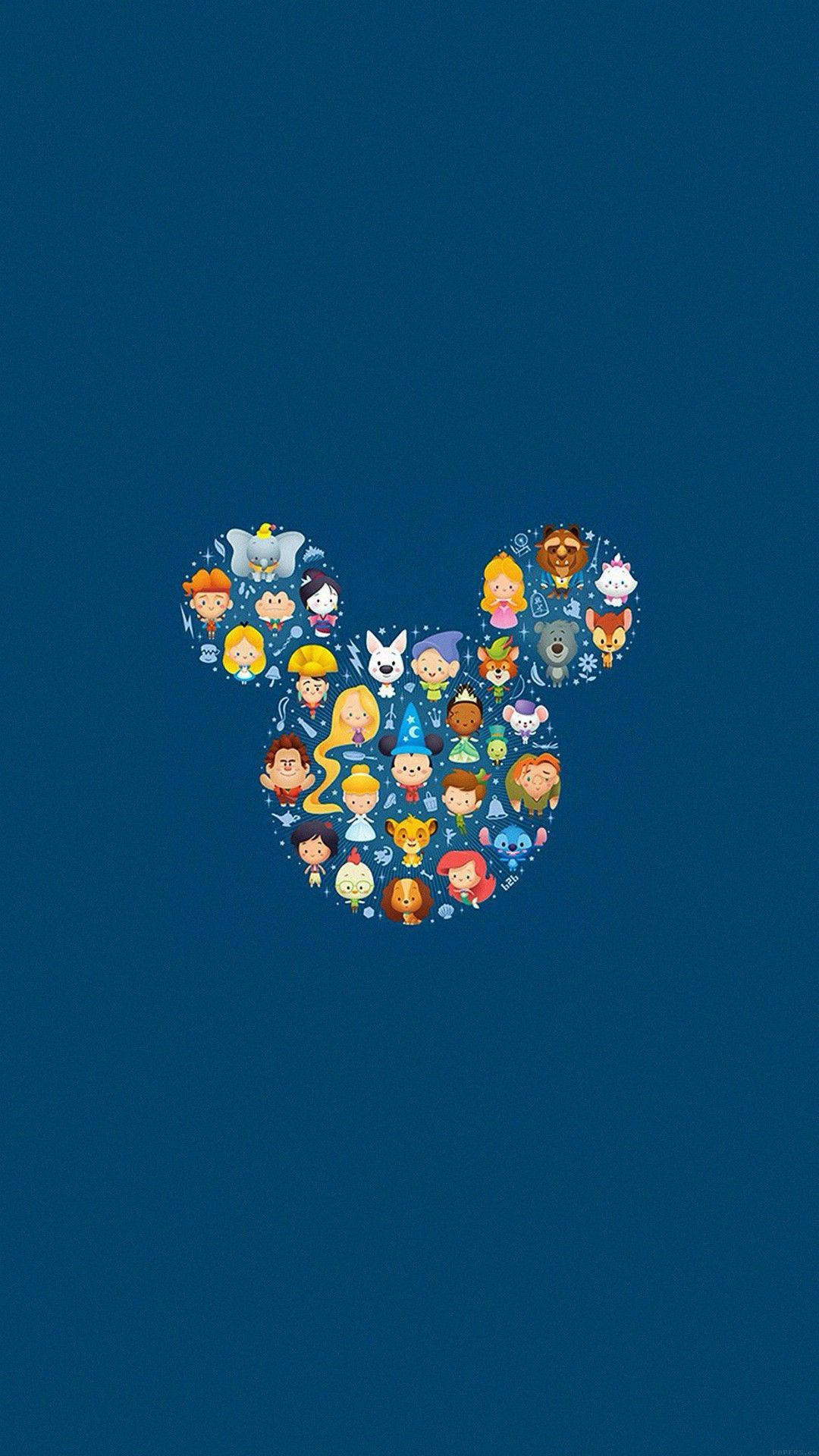 Cute Disney Characters In Mickey Background