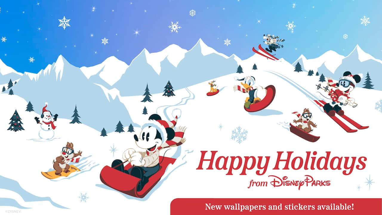 Cute Disney Christmas Happy Holidays Poster Background