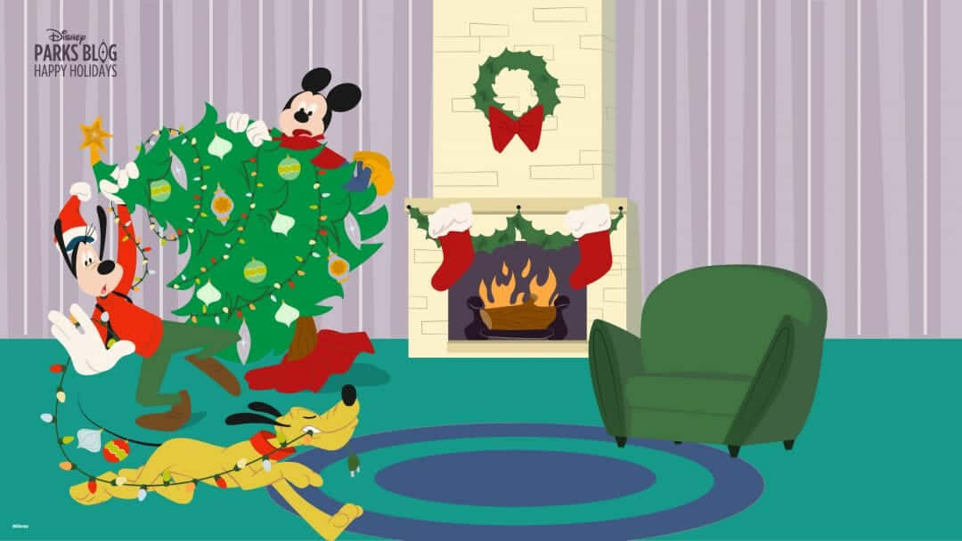 Cute Disney Christmas Mickey Mouse Background