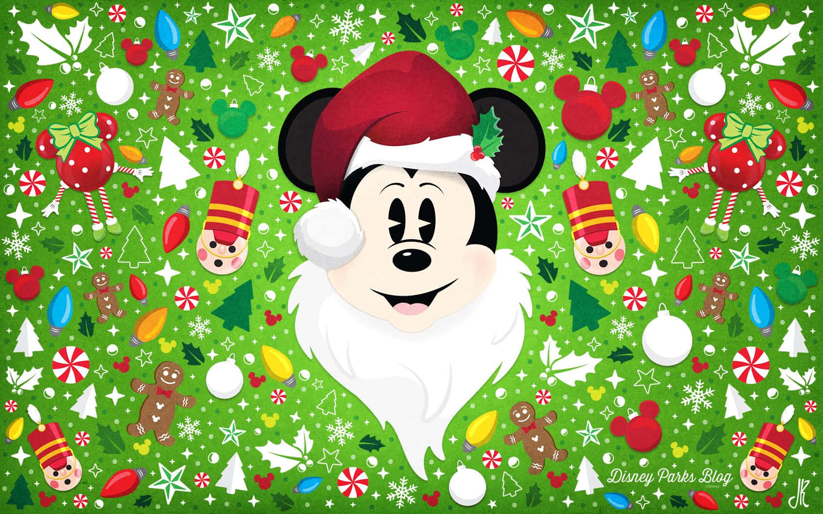 Cute Disney Christmas Mickey Mouse Santa Claus Background