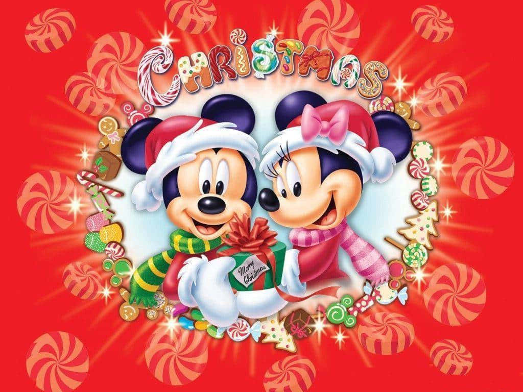 Cute Disney Christmas Mouse Couple Background