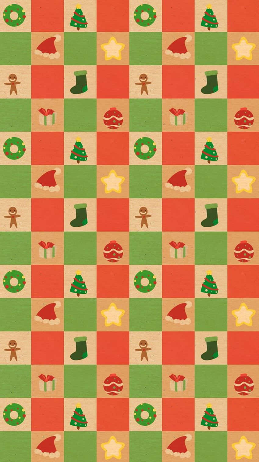 Cute Disney Christmas Red And Green Wallpaper Background