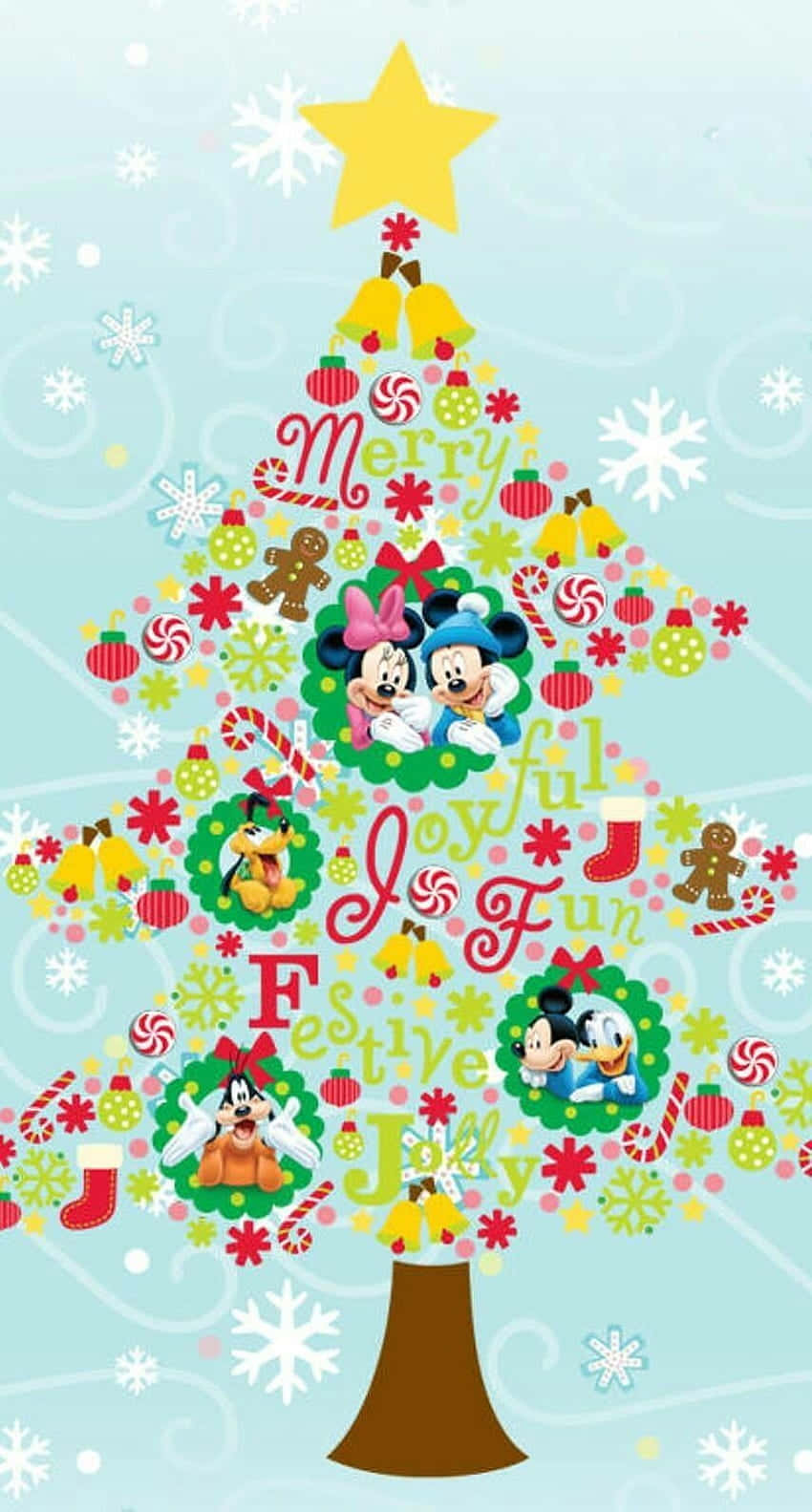 Cute Disney Christmas Tree Portrait Background