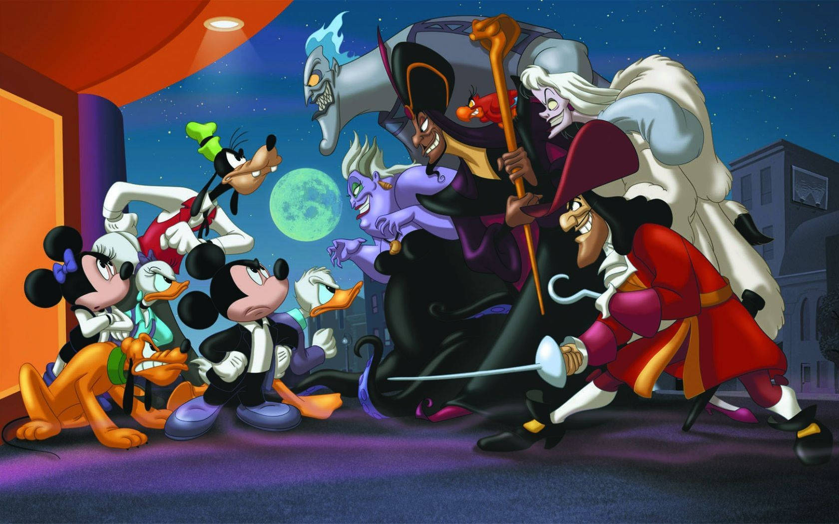 Cute Disney Mickey Vs Villains Background