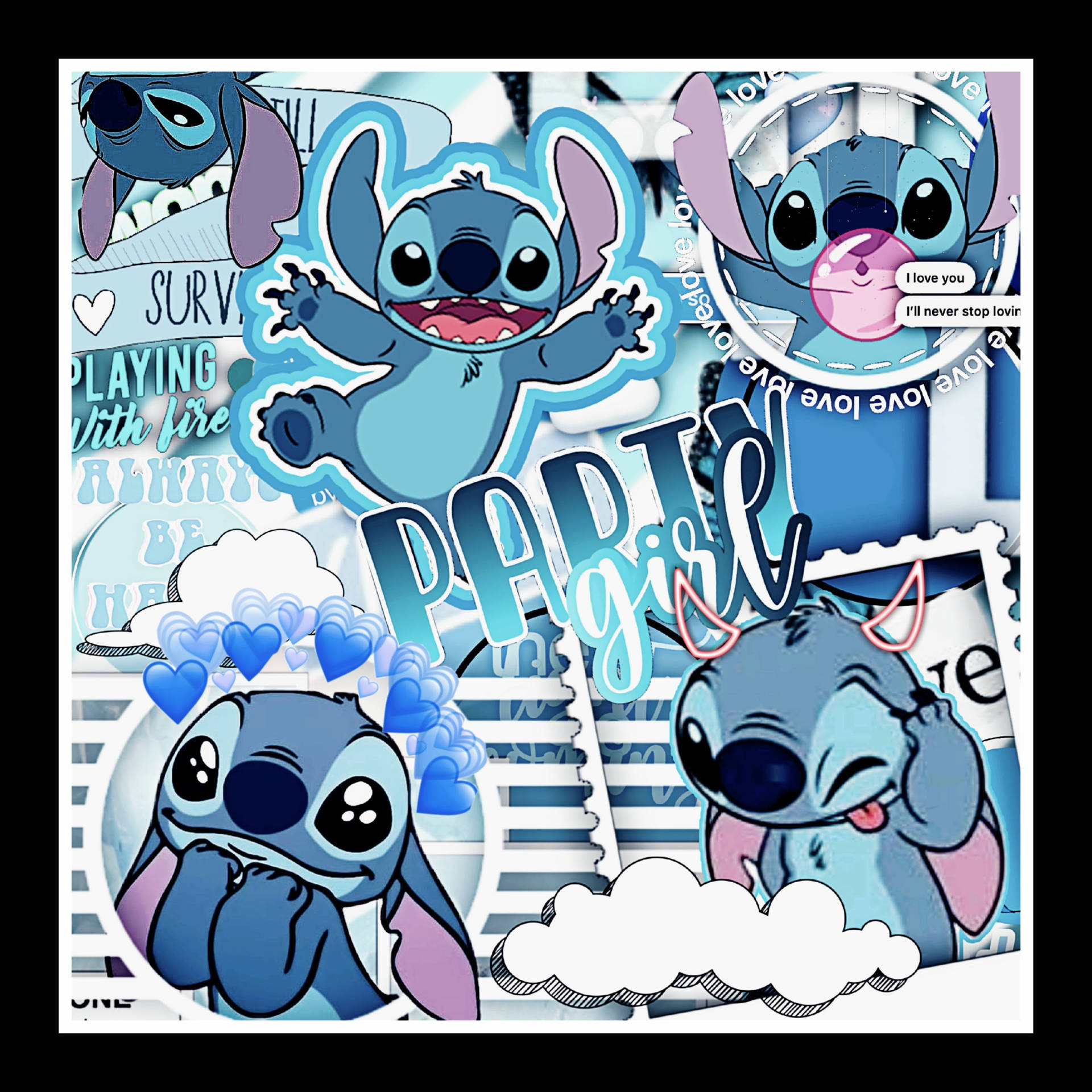 Cute Disney Stitch Cutout Collage Background
