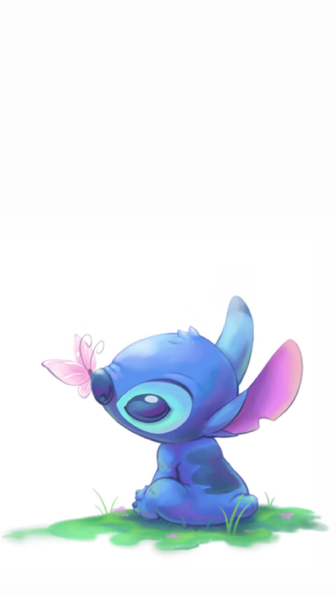 Cute Disney Stitch Pink Butterfly Background