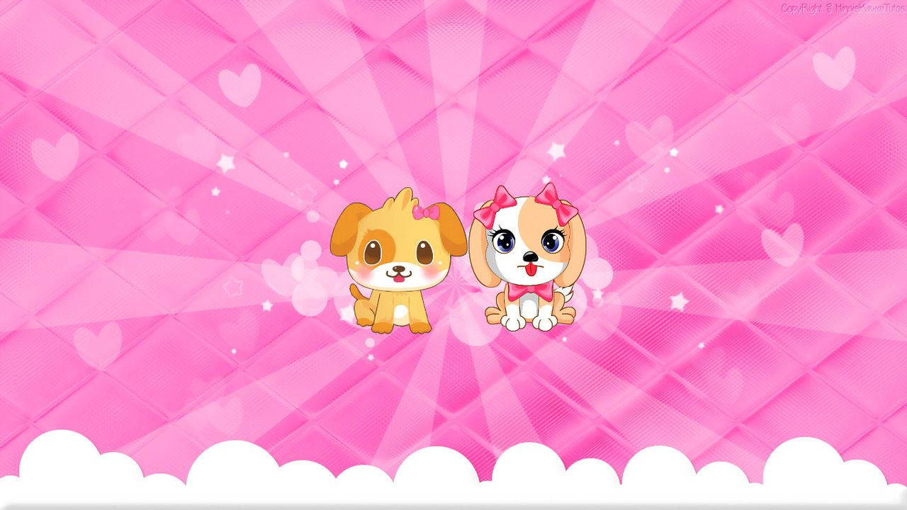 Cute Dogs On Kawaii Pink Background