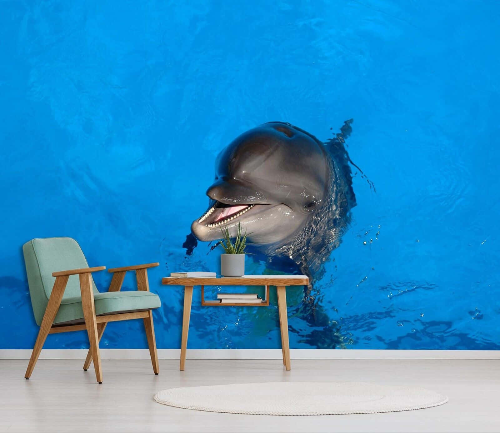Cute Dolphin Living Room Wall Background