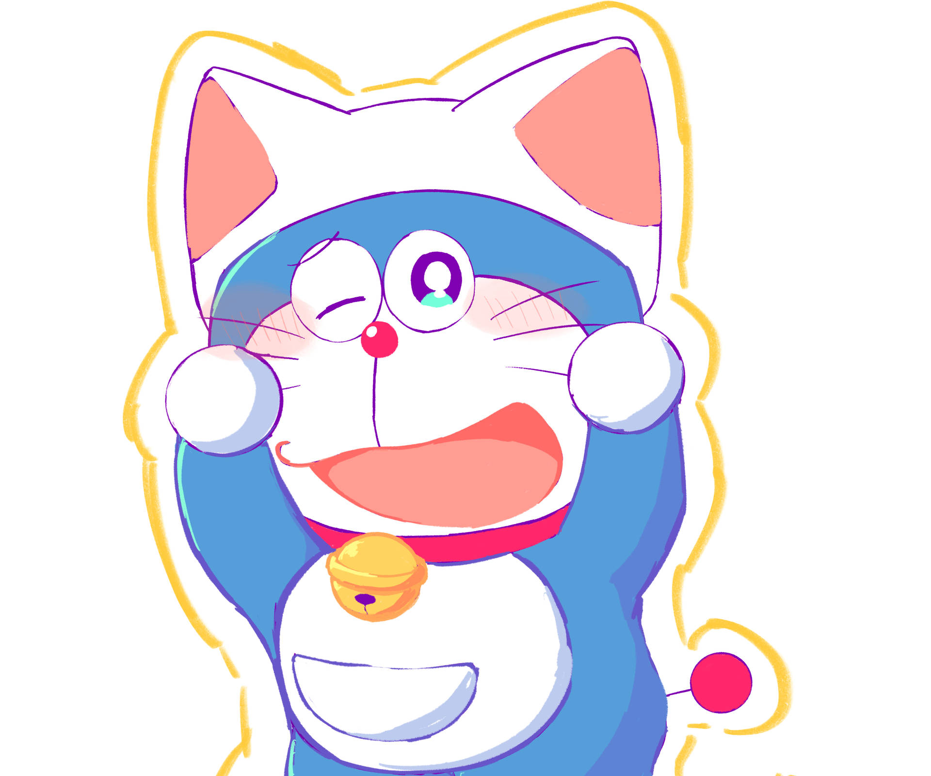 Cute Doraemon Cat Hat Background