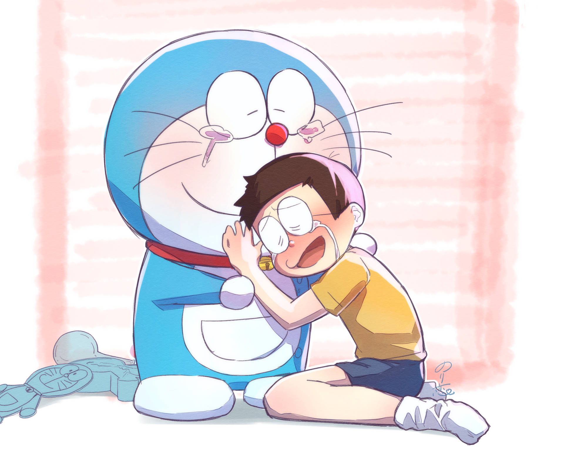 Cute Doraemon Crying Nobita Background
