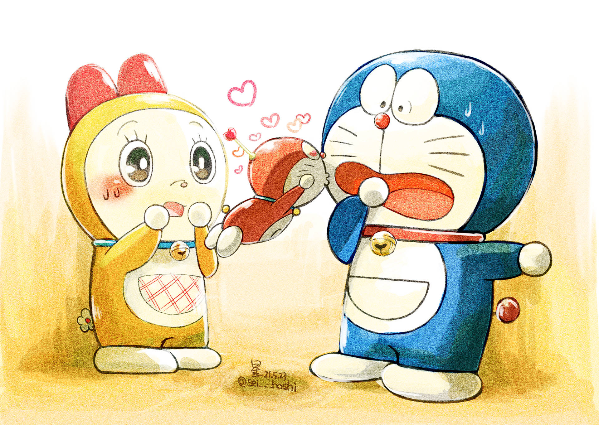 Cute Doraemon Kisses Background
