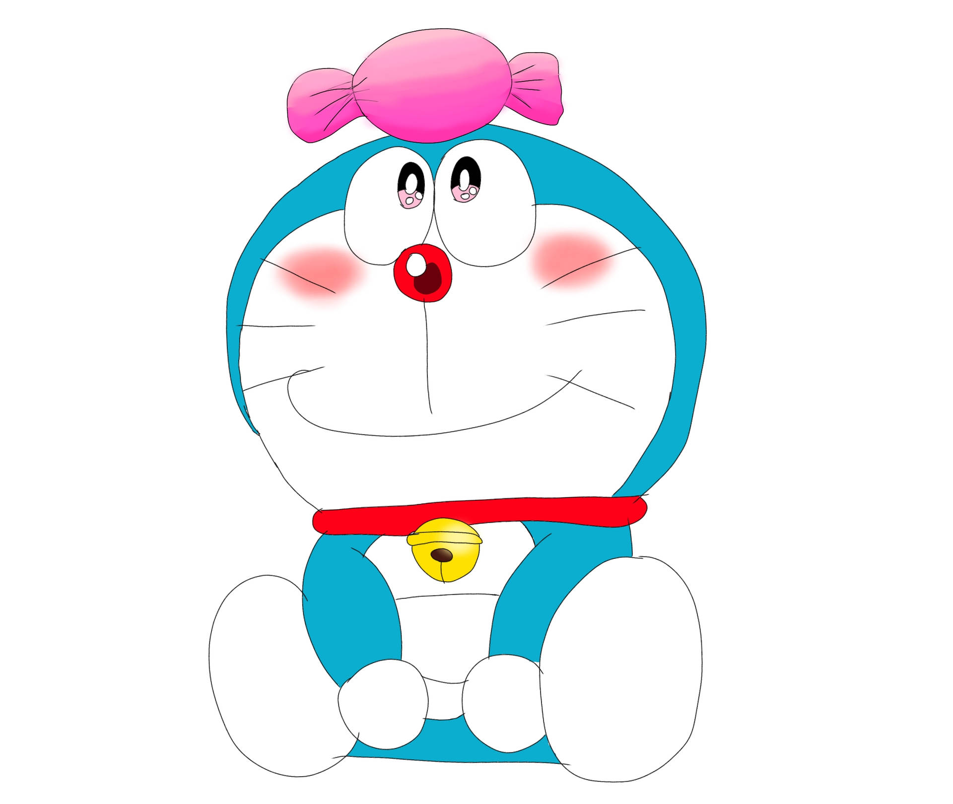 Cute Doraemon Pink Candy Hat Background