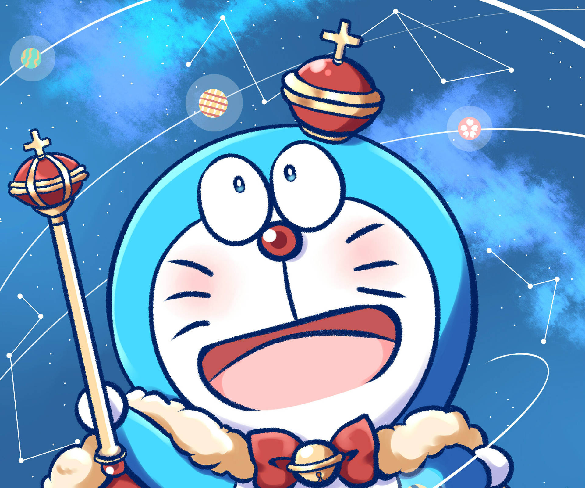 Cute Doraemon Royal Space Background