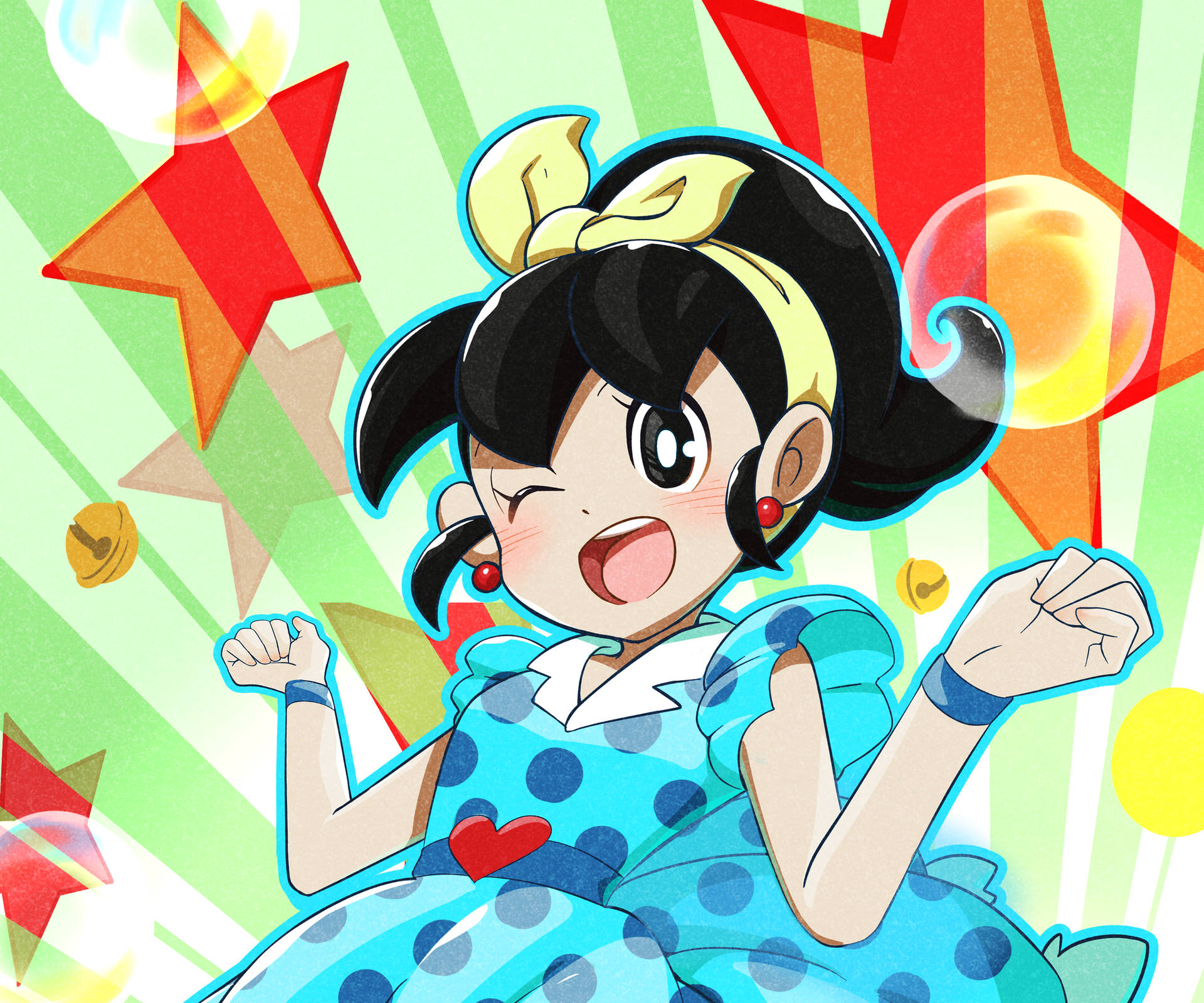 Cute Doraemon Shizuka Polka Dots Dress Background