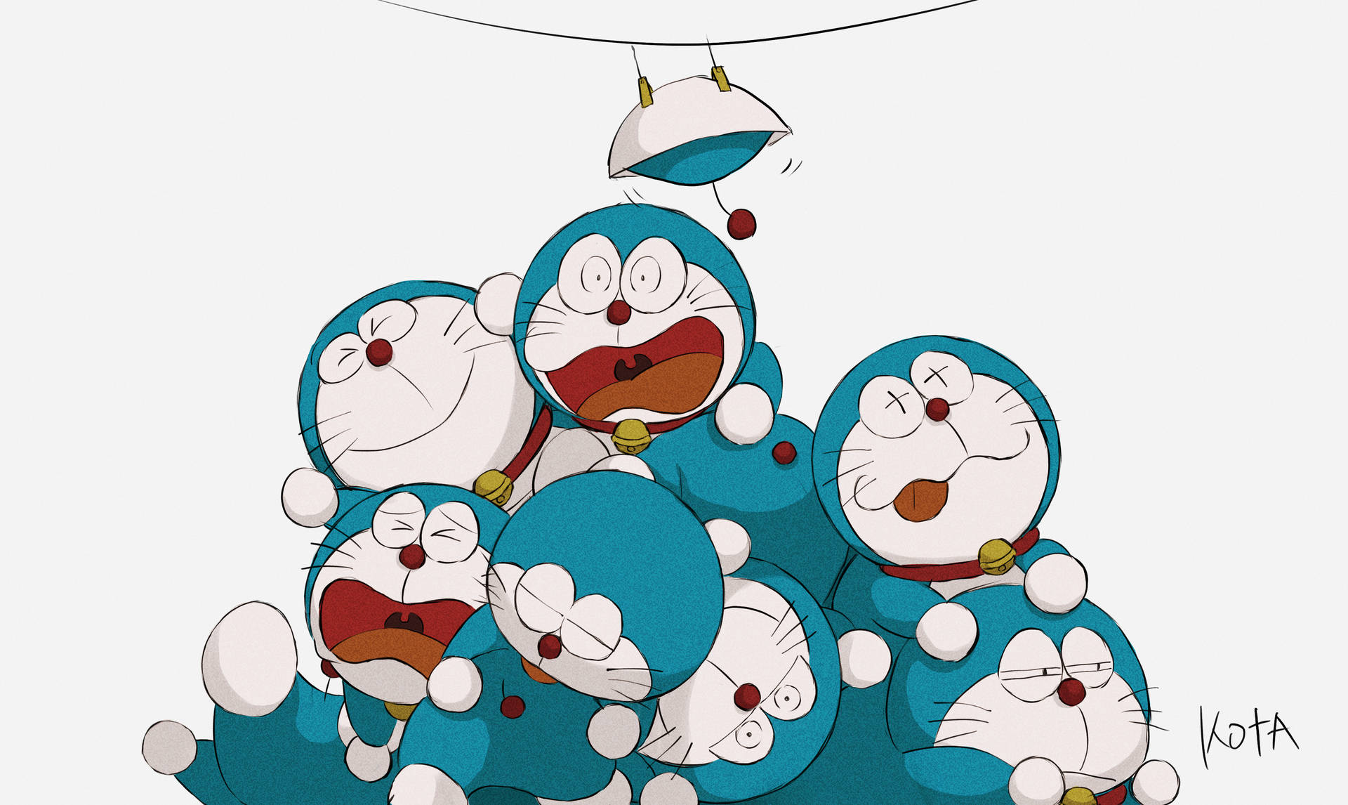 Cute Doraemon Stacked Together Background