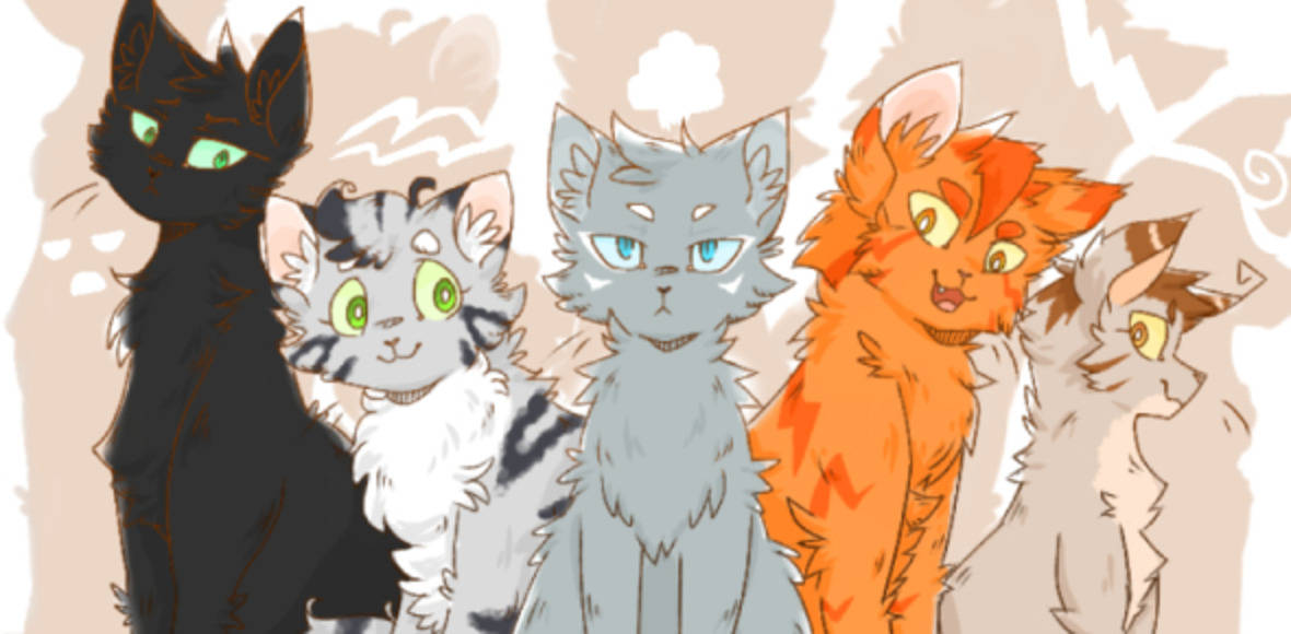 Cute Drawing Of Five Warrior Cats Background