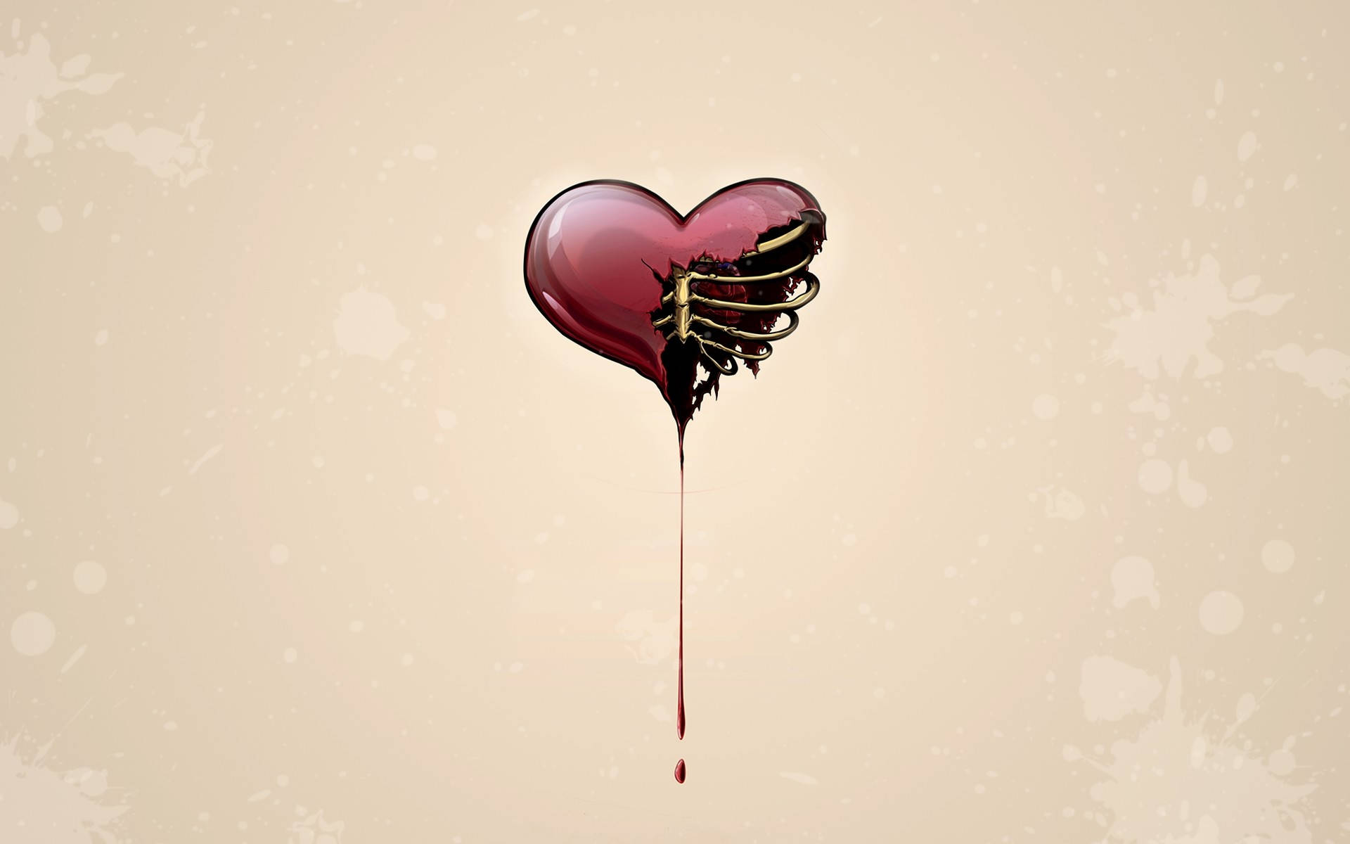 Cute Dripping Heart With Skeleton Background