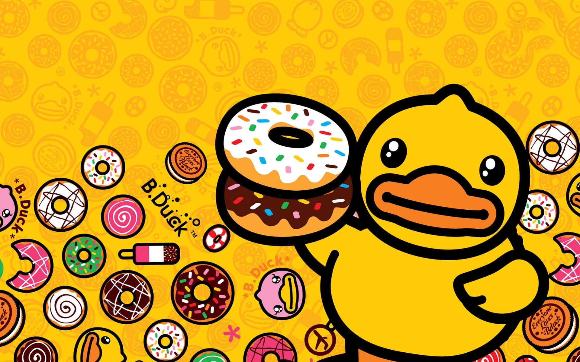 Cute Duck With Donuts Graphic Art