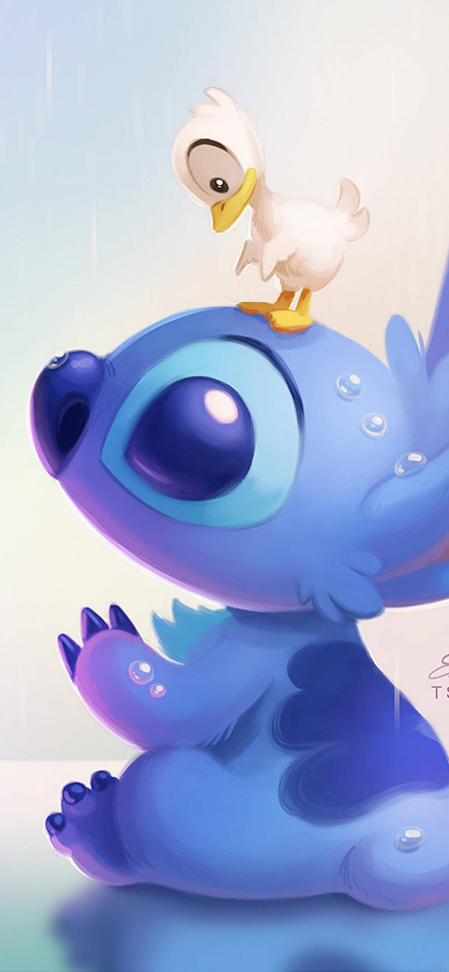 Cute Duckling And Stitch 3d Drawing Background