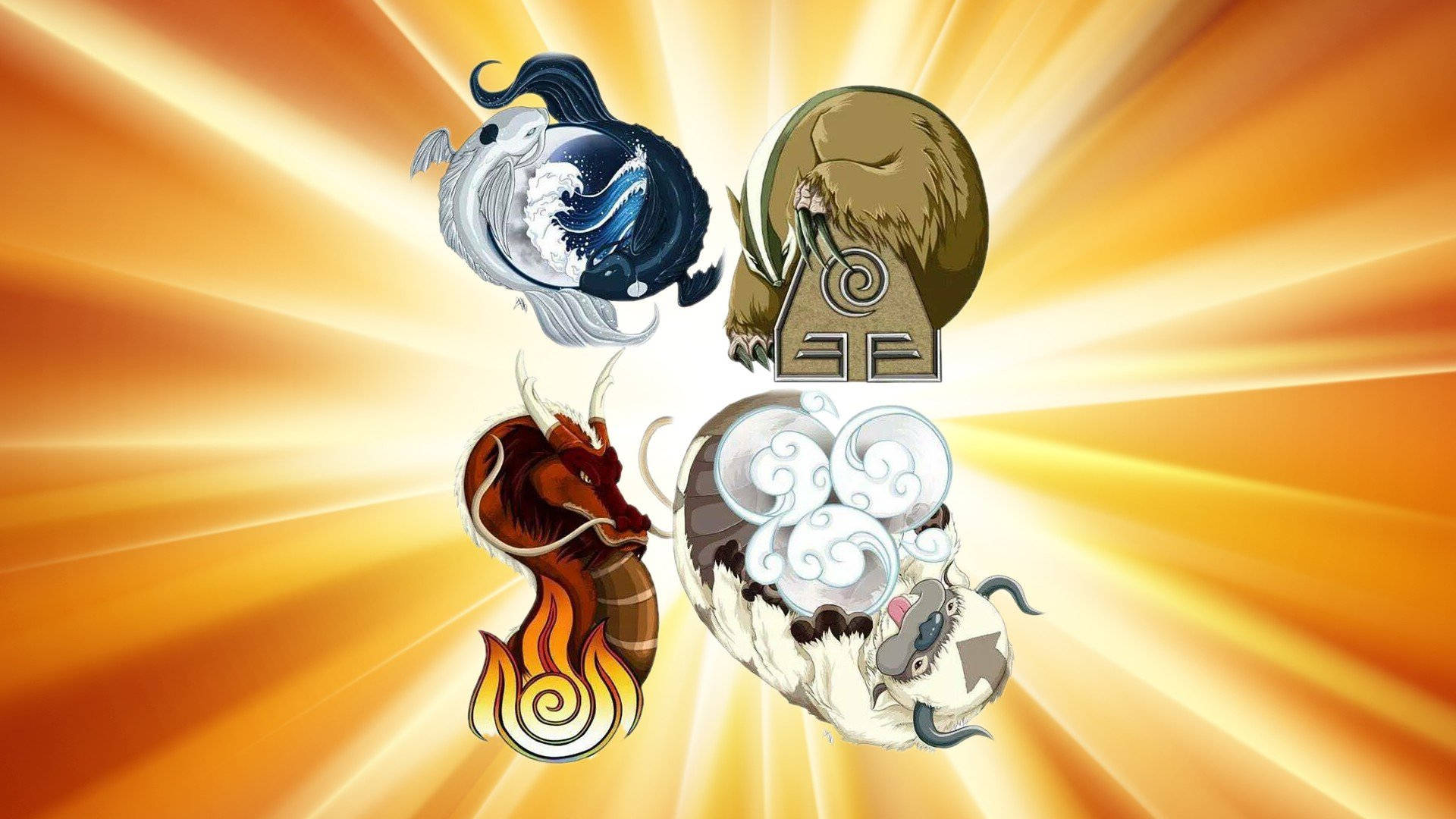 Cute Earth Element Animal Symbols Background