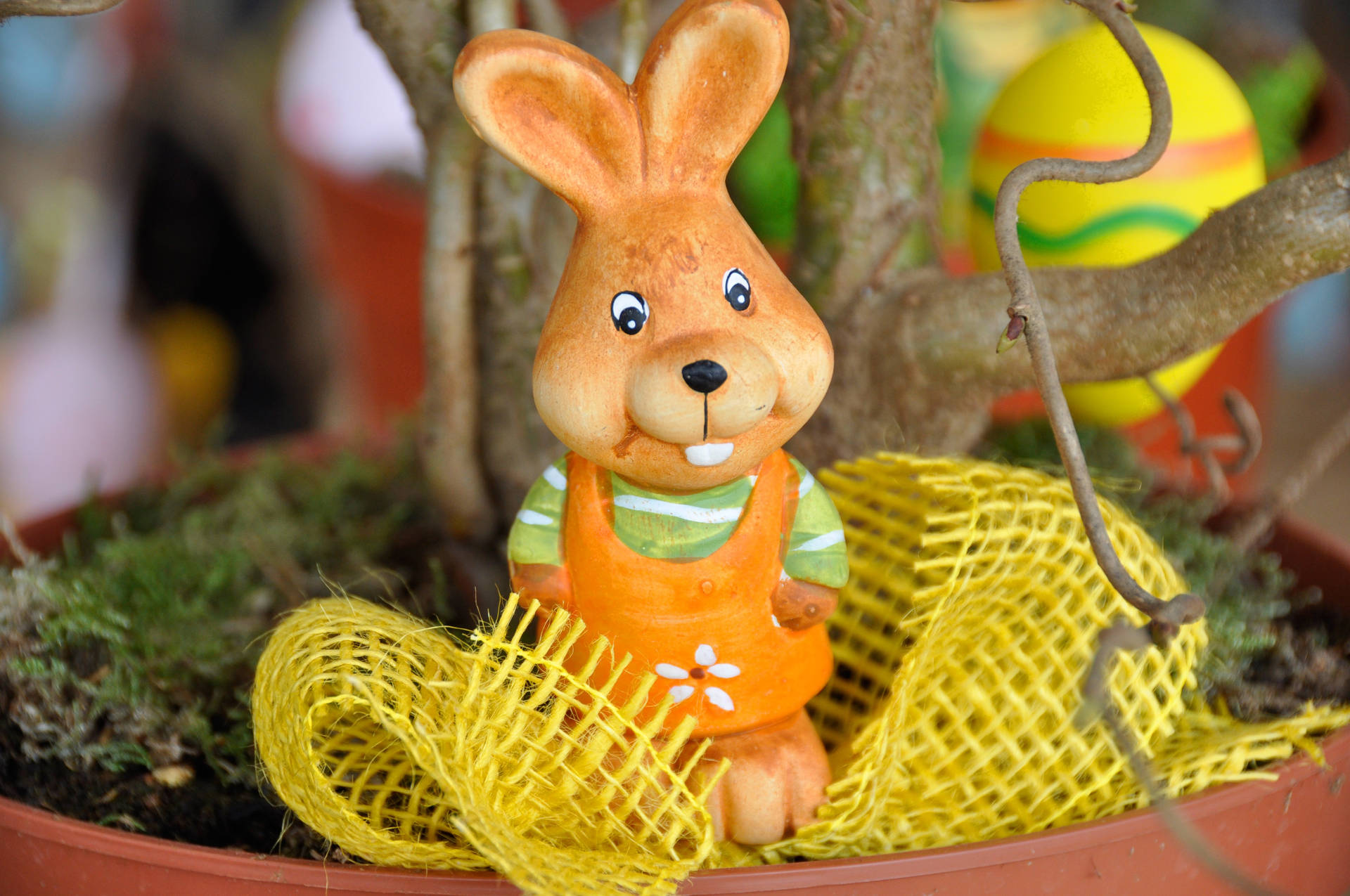 Cute Easter Bunny Figurine Background