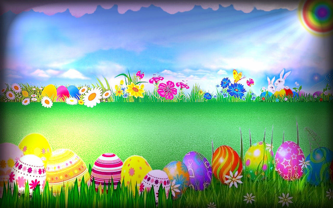 Cute Easter Egg Scenery Background