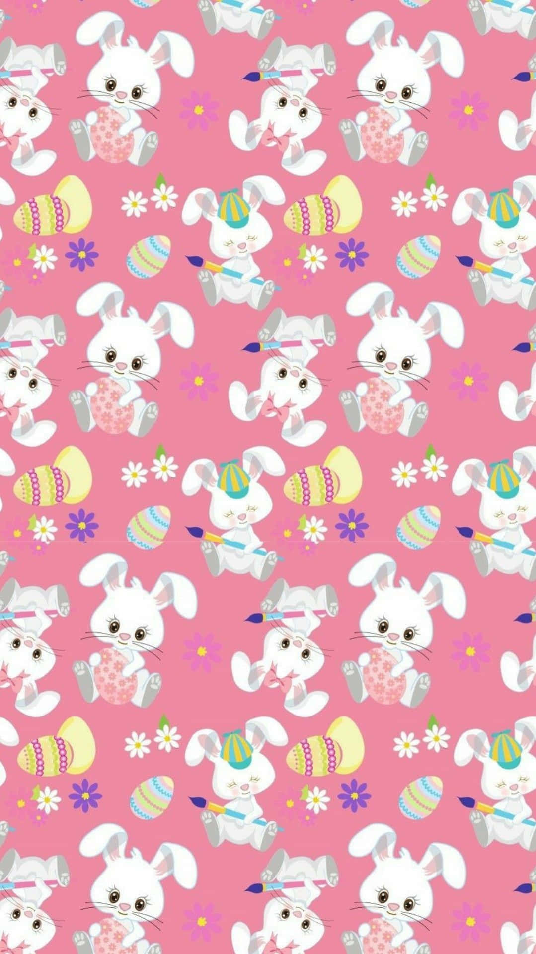 Cute Easter Iphone With Bunnies With Hats Background