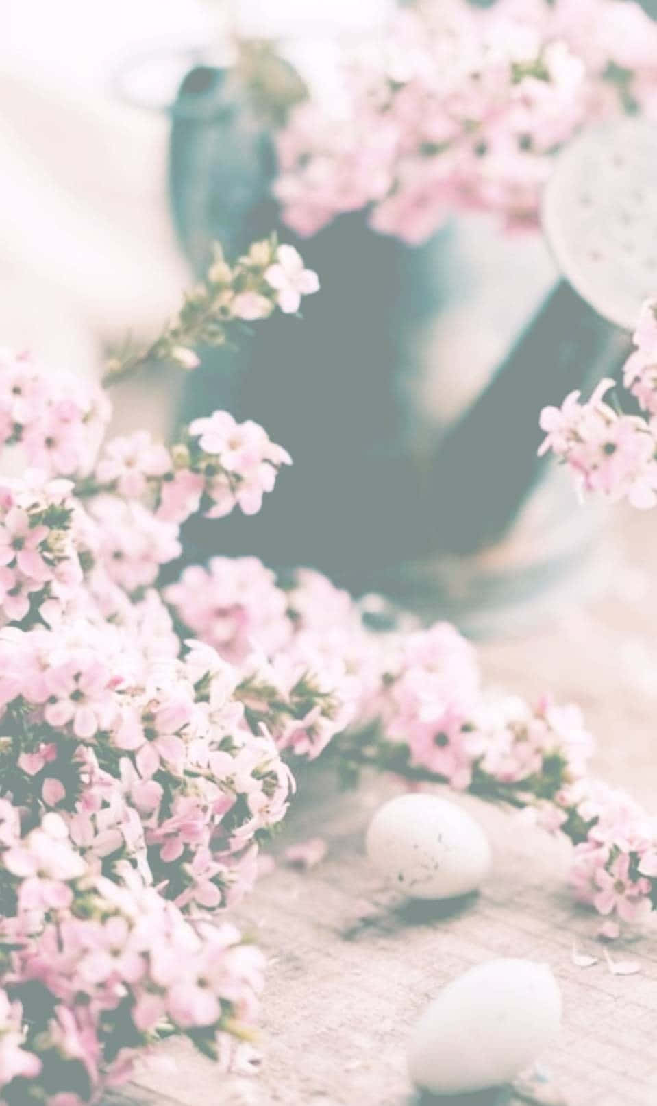 Cute Easter Iphone With Eggs And Flowers Background