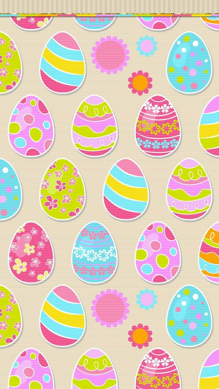 Cute Easter Iphone With Pink Eggs Background