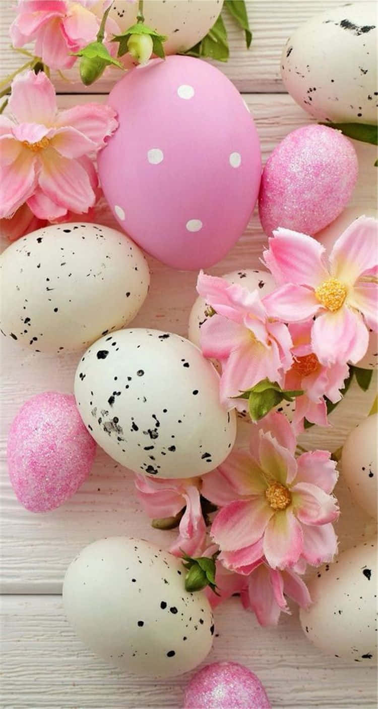 Cute Easter Iphone With Spotted Eggs Background