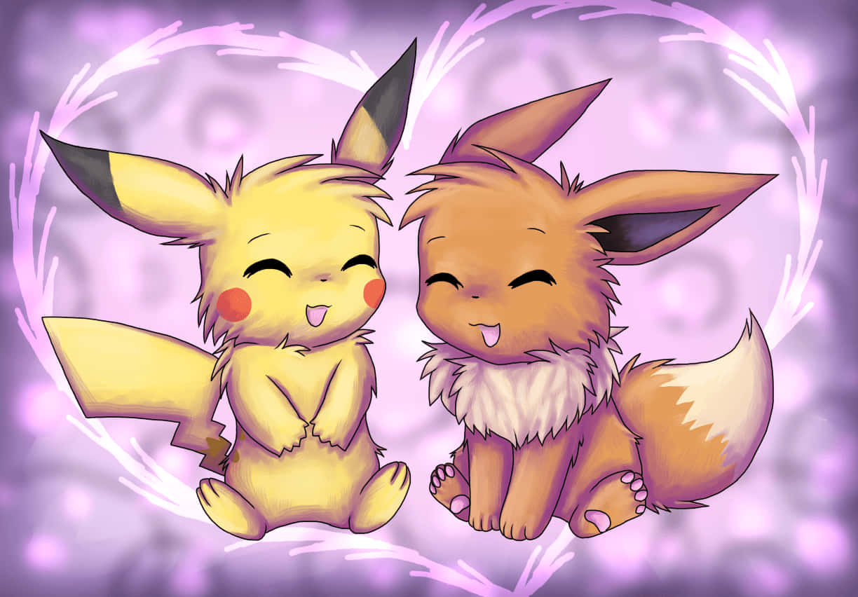 Cute Eevee And Pikachu Pokemon Background