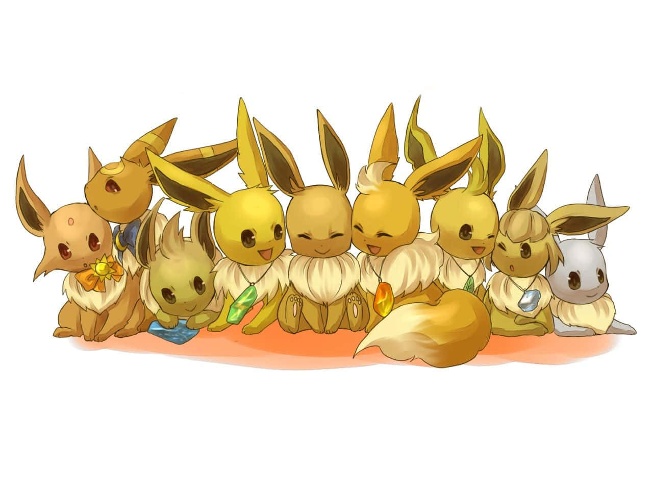 Cute Eevee Holding Stones Background