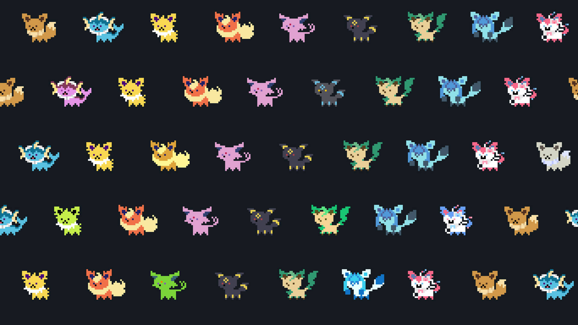 Cute Eeveelutions Pixel Art Background