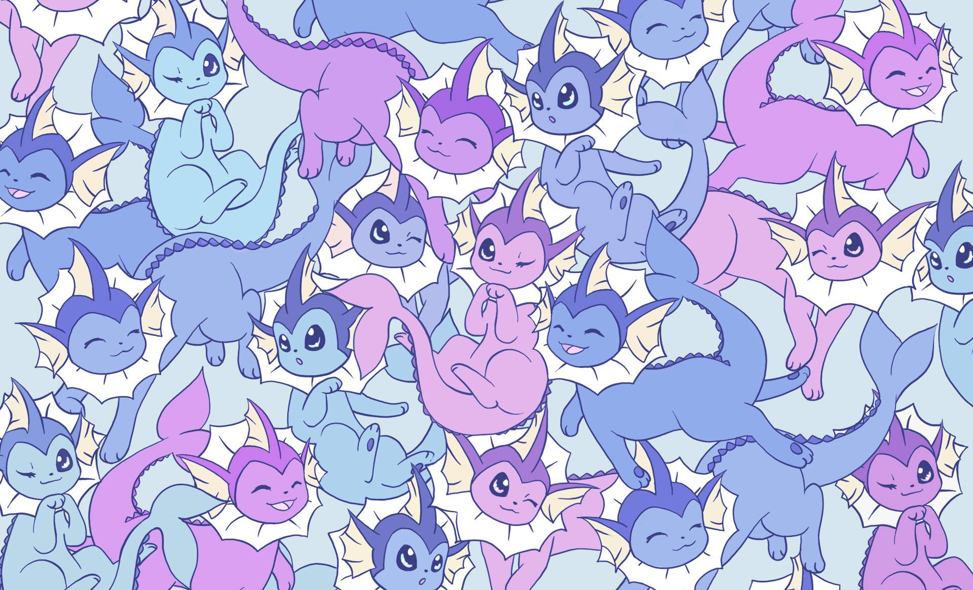 Cute Eeveelutions Purple Desktop Background