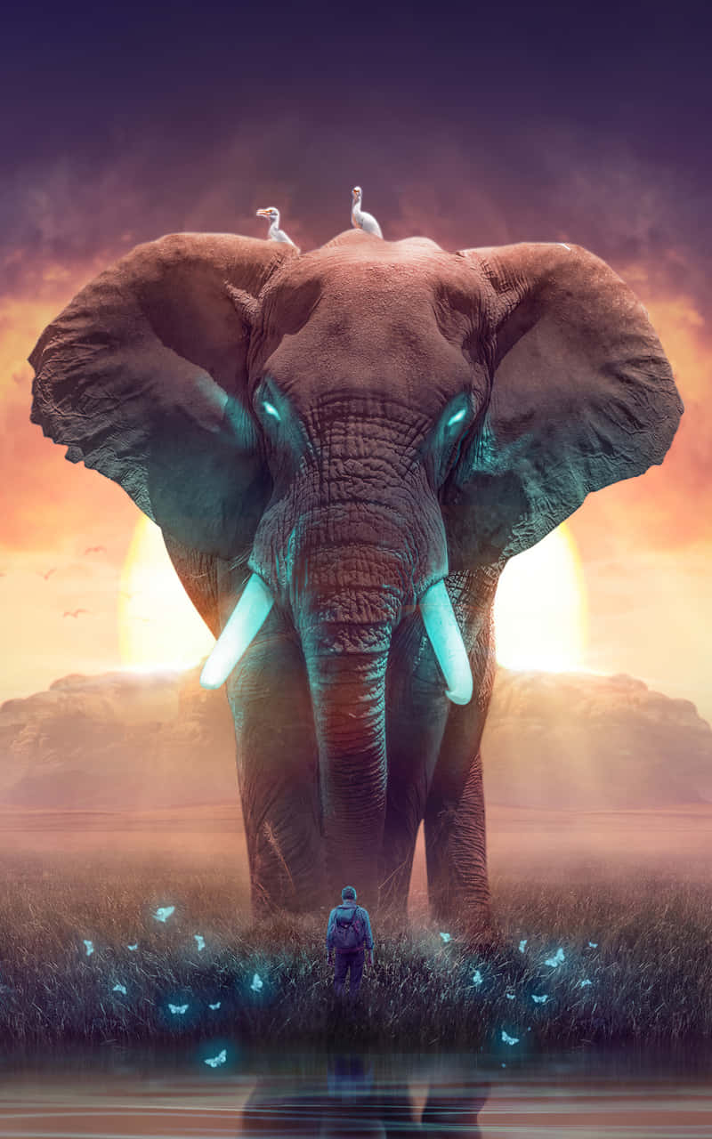 Cute Elephant Dream Fantasy World Digital Art Background