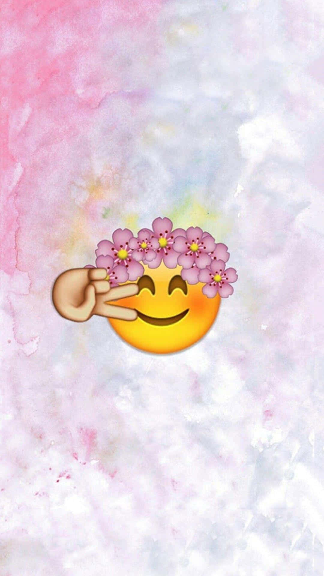 Cute Emoji Making A Peace Sign Background