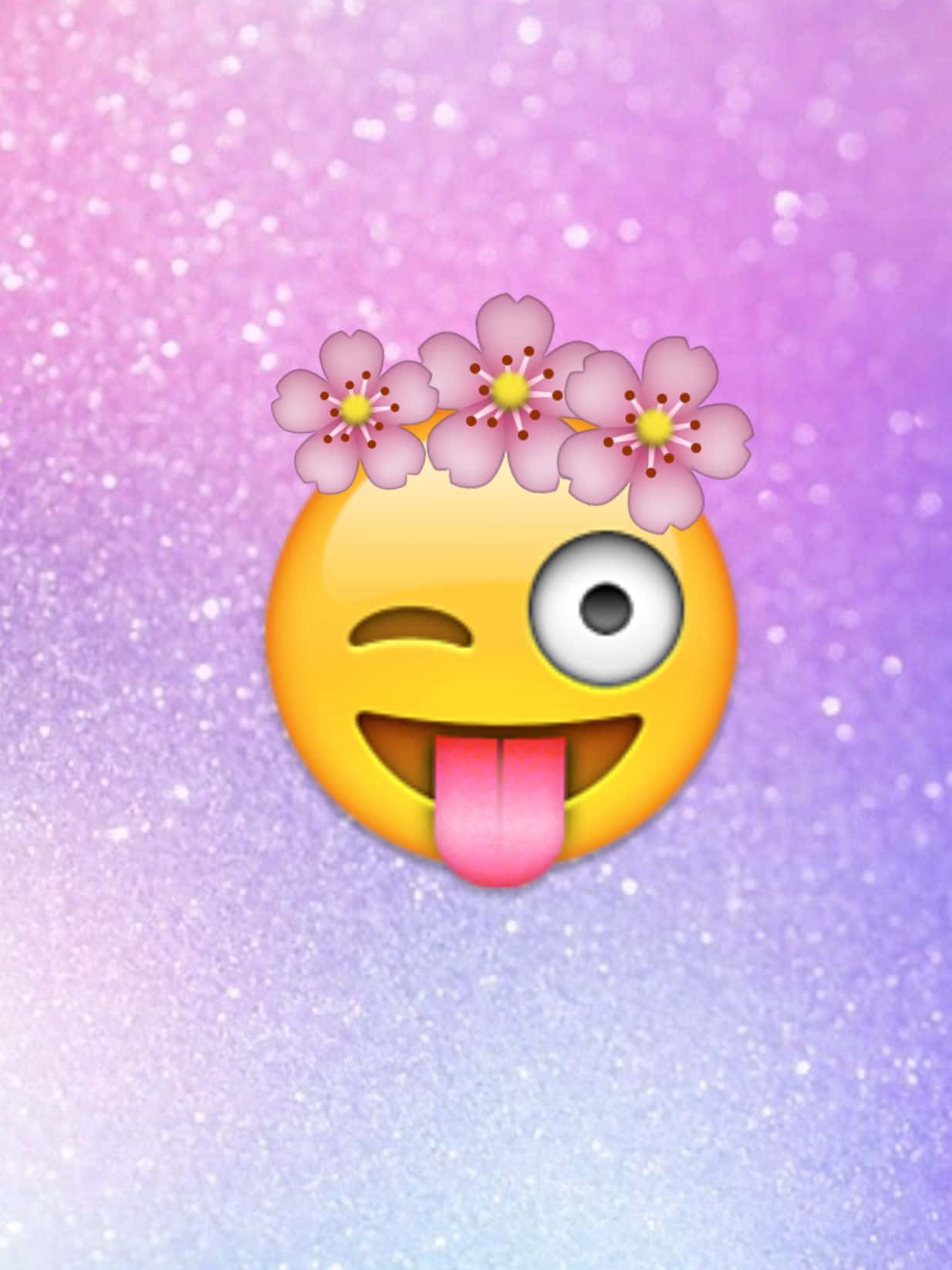 Cute Emoji With Flower Crown Background