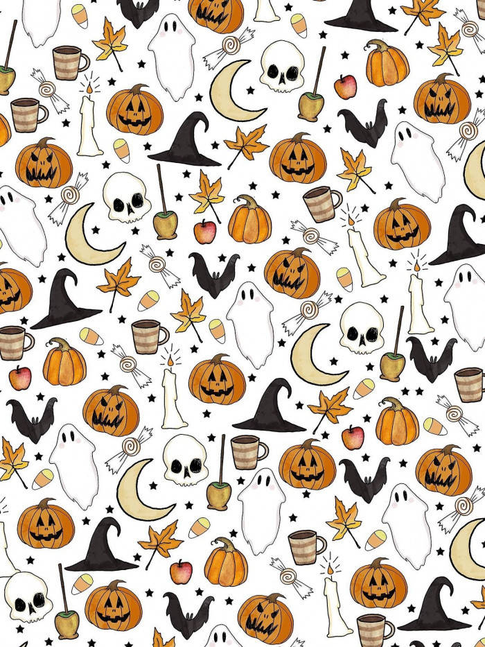 Cute Fall Halloween Icons Background