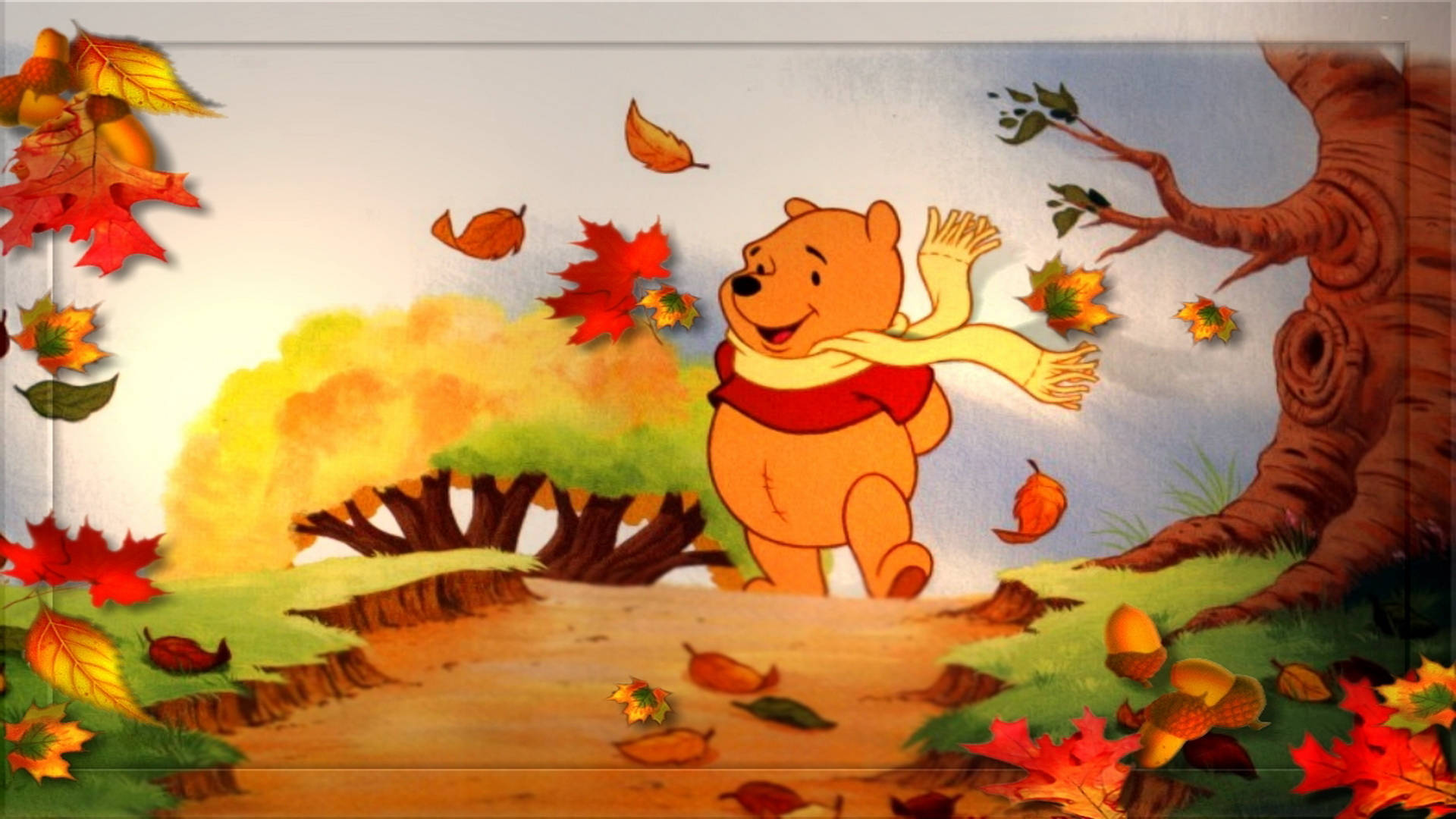 Cute Fall Winnie The Pooh Background