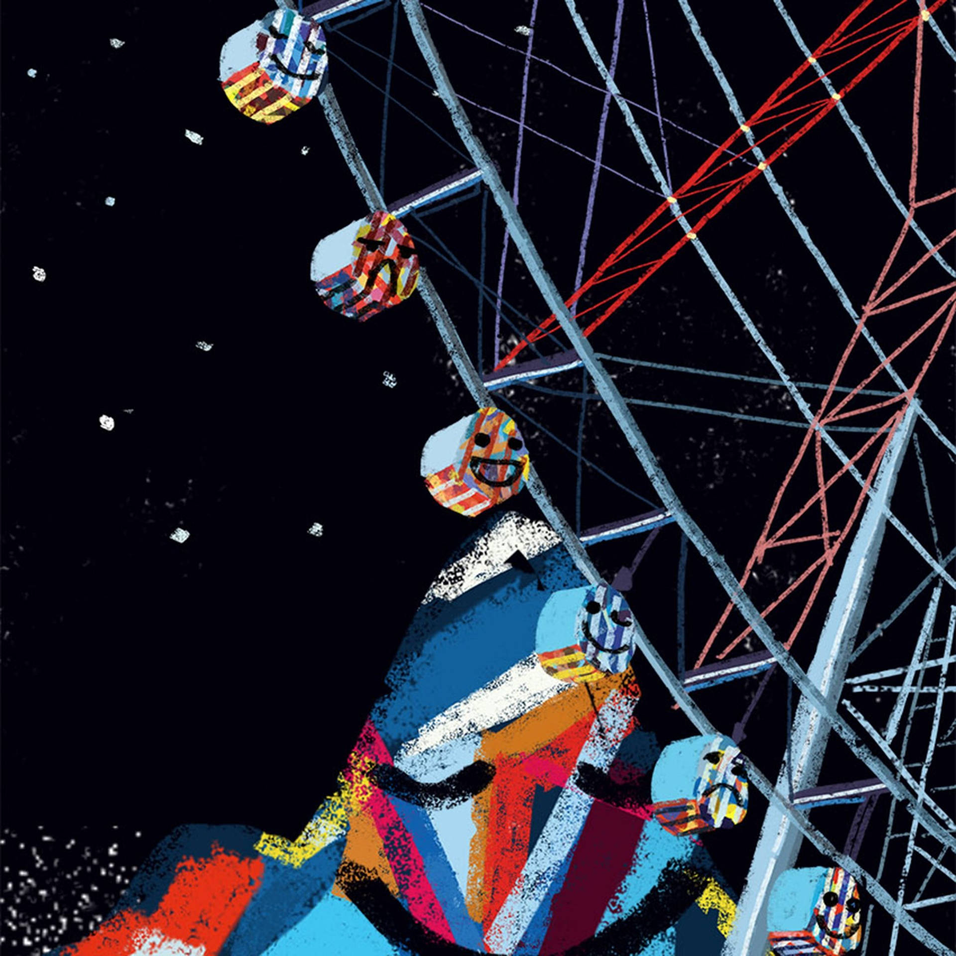 Cute Ferris Wheel Indie Kid Background