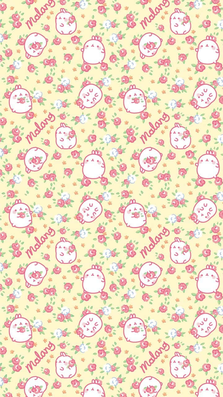Cute Floral Molang Rabbit Pattern Background