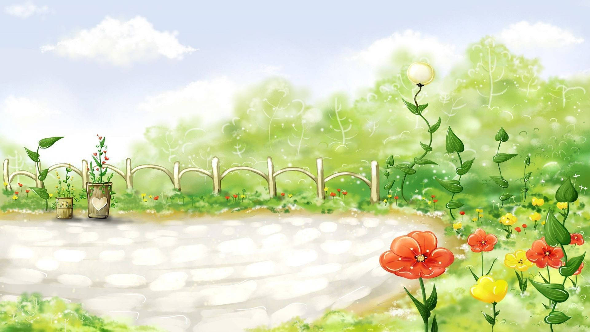 Cute Flower Garden Art Background