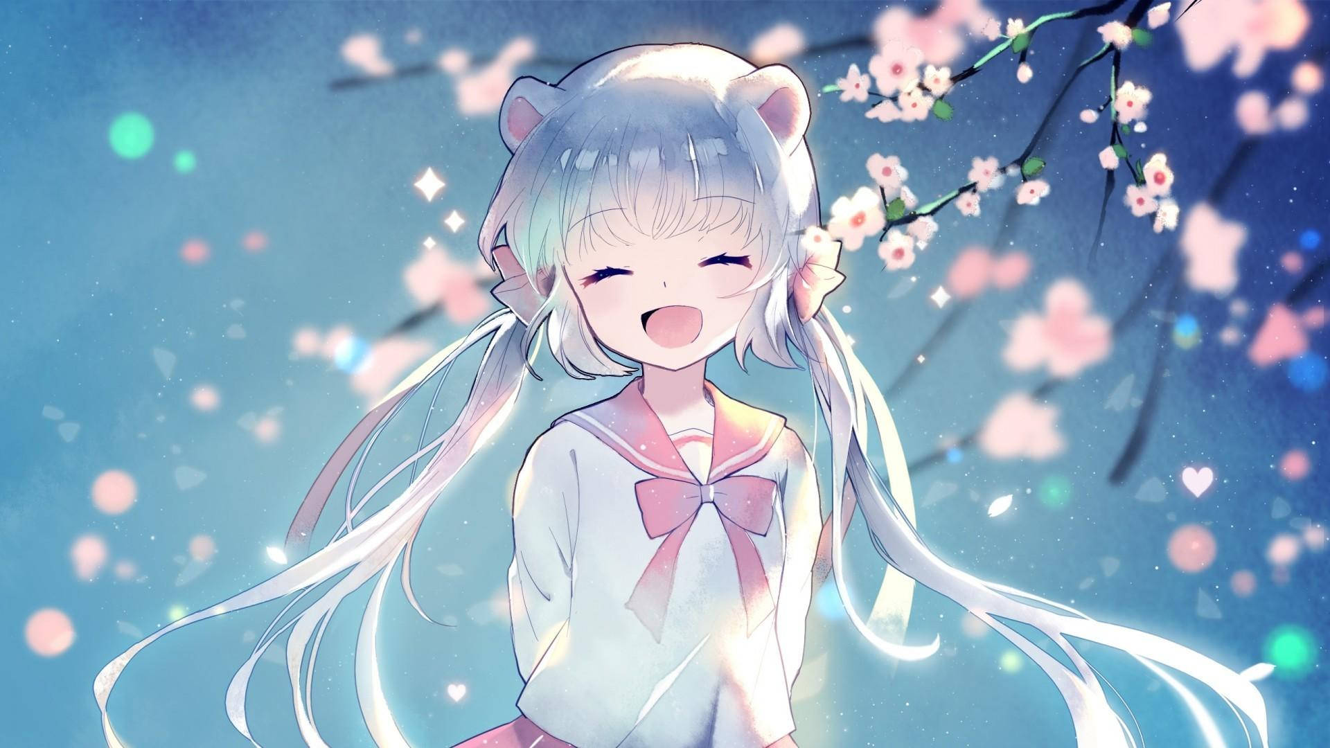 Cute Flowers Surrounding Excited Girl