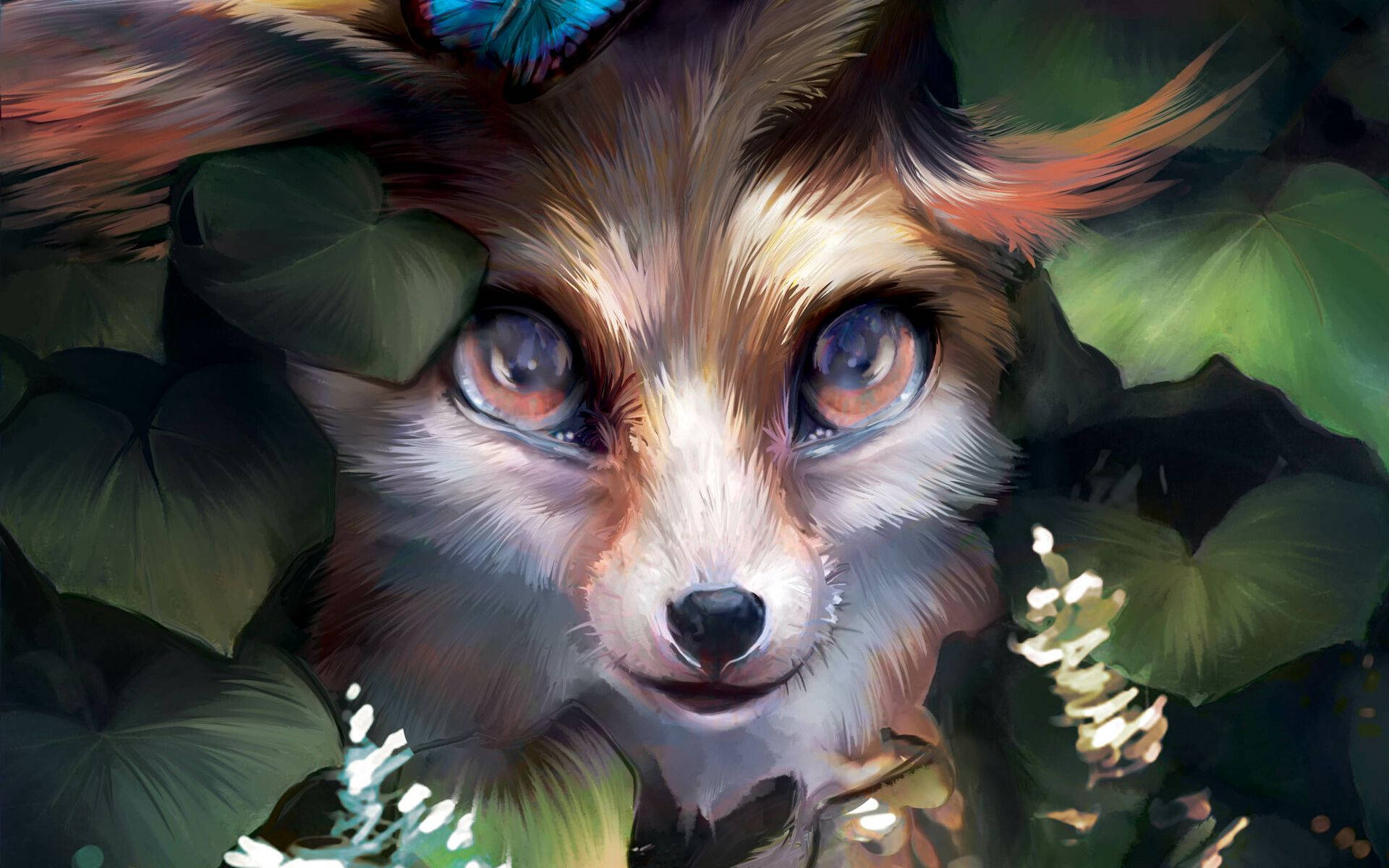 Cute Fox Digital Artwork Background