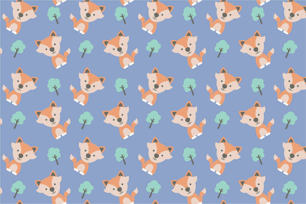 Cute Fox Seamless Pattern Background