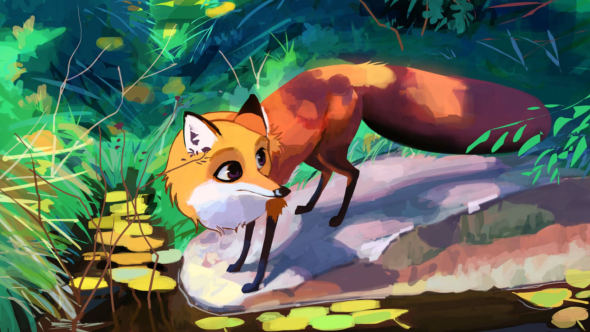 Cute Fox Vector Art Background